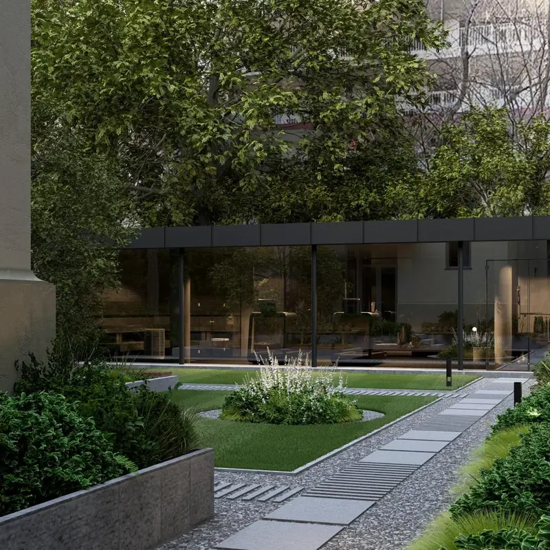 Visualisation of the shared spaces — Sobieskiego 5