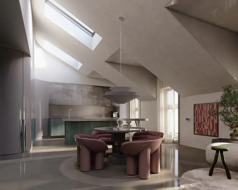 Visualisation of the attic apartment — view 4, Sobieskiego 5