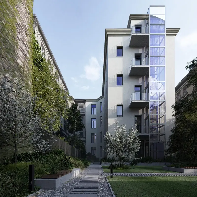 Visualisation of the rear elevation — Sobieskiego 5